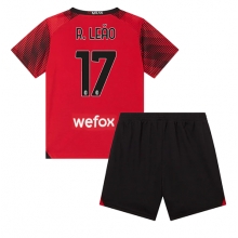 AC Milan Rafael Leao #17 Home Stadium Replica Jersey Kids 2023-24 Short Sleeves (+ pants)