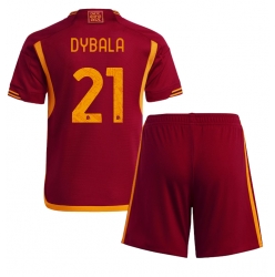 AS Roma Paulo Dybala #21 Home Stadium Replica Jersey Kids 2023-24 Short Sleeves (+ pants)