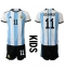 Argentina Angel Di Maria #11 Home Stadium Replica Jersey Kids World Cup 2022 Short Sleeves (+ pants)