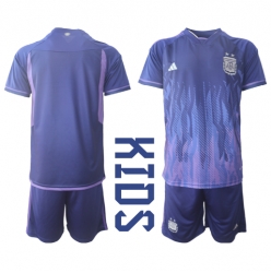 Argentina Away Stadium Replica Jersey Kids World Cup 2022 Short Sleeves (+ pants)