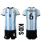 Argentina German Pezzella #6 Home Stadium Replica Jersey Kids World Cup 2022 Short Sleeves (+ pants)