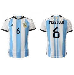 Argentina German Pezzella #6 Home Stadium Replica Jersey World Cup 2022 Short Sleeves