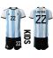 Argentina Lautaro Martinez #22 Home Stadium Replica Jersey Kids World Cup 2022 Short Sleeves (+ pants)