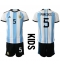 Argentina Leandro Paredes #5 Home Stadium Replica Jersey Kids World Cup 2022 Short Sleeves (+ pants)