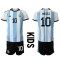 Argentina Lionel Messi #10 Home Stadium Replica Jersey Kids World Cup 2022 Short Sleeves (+ pants)