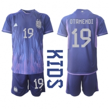 Argentina Nicolas Otamendi #19 Away Stadium Replica Jersey Kids World Cup 2022 Short Sleeves (+ pants)