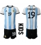 Argentina Nicolas Otamendi #19 Home Stadium Replica Jersey Kids World Cup 2022 Short Sleeves (+ pants)