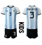 Argentina Nicolas Tagliafico #3 Home Stadium Replica Jersey Kids World Cup 2022 Short Sleeves (+ pants)