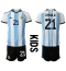 Argentina Paulo Dybala #21 Home Stadium Replica Jersey Kids World Cup 2022 Short Sleeves (+ pants)