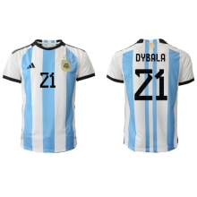 Argentina Paulo Dybala #21 Home Stadium Replica Jersey World Cup 2022 Short Sleeves