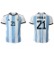 Argentina Paulo Dybala #21 Home Stadium Replica Jersey World Cup 2022 Short Sleeves