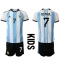 Argentina Rodrigo de Paul #7 Home Stadium Replica Jersey Kids World Cup 2022 Short Sleeves (+ pants)