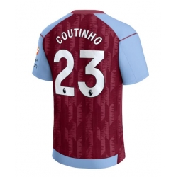 Aston Villa Philippe Coutinho #23 Home Stadium Replica Jersey 2023-24 Short Sleeves