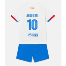 Barcelona Ansu Fati #10 Away Stadium Replica Jersey Kids 2023-24 Short Sleeves (+ pants)