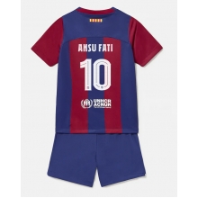 Barcelona Ansu Fati #10 Home Stadium Replica Jersey Kids 2023-24 Short Sleeves (+ pants)