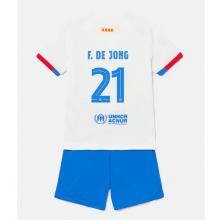 Barcelona Frenkie de Jong #21 Away Stadium Replica Jersey Kids 2023-24 Short Sleeves (+ pants)