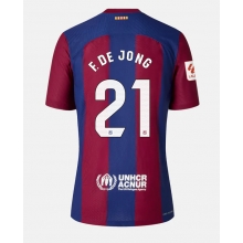 Barcelona Frenkie de Jong #21 Home Stadium Replica Jersey Women 2023-24 Short Sleeves