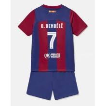 Barcelona Ousmane Dembele #7 Home Stadium Replica Jersey Kids 2023-24 Short Sleeves (+ pants)