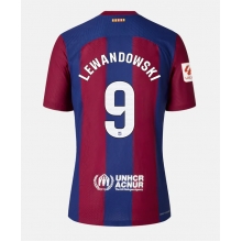 Barcelona Robert Lewandowski #9 Home Stadium Replica Jersey Women 2023-24 Short Sleeves