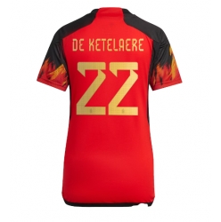 Belgium Charles De Ketelaere #22 Home Stadium Replica Jersey Women World Cup 2022 Short Sleeves