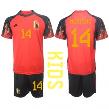 Belgium Dries Mertens #14 Home Stadium Replica Jersey Kids World Cup 2022 Short Sleeves (+ pants)