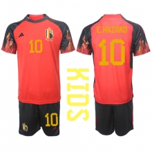 Belgium Eden Hazard #10 Home Stadium Replica Jersey Kids World Cup 2022 Short Sleeves (+ pants)