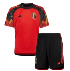 Belgium Home Stadium Replica Jersey Kids World Cup 2022 Short Sleeves (+ pants)