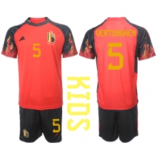 Belgium Jan Vertonghen #5 Home Stadium Replica Jersey Kids World Cup 2022 Short Sleeves (+ pants)