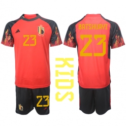 Belgium Michy Batshuayi #23 Home Stadium Replica Jersey Kids World Cup 2022 Short Sleeves (+ pants)