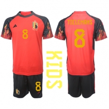 Belgium Youri Tielemans #8 Home Stadium Replica Jersey Kids World Cup 2022 Short Sleeves (+ pants)