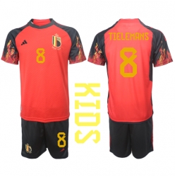 Belgium Youri Tielemans #8 Home Stadium Replica Jersey Kids World Cup 2022 Short Sleeves (+ pants)