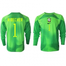 Brazil Alisson Becker #1 Goalkeeper Away Stadium Replica Jersey World Cup 2022 Long Sleeves