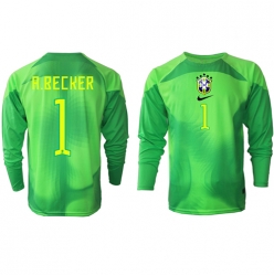 Brazil Alisson Becker #1 Goalkeeper Away Stadium Replica Jersey World Cup 2022 Long Sleeves