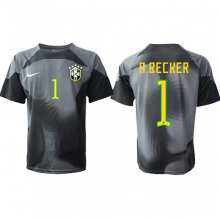 Brazil Alisson Becker #1 Goalkeeper Home Stadium Replica Jersey World Cup 2022 Short Sleeves