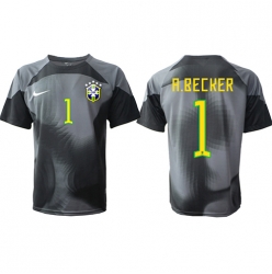 Brazil Alisson Becker #1 Goalkeeper Home Stadium Replica Jersey World Cup 2022 Short Sleeves