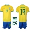 Brazil Antony #19 Home Stadium Replica Jersey Kids World Cup 2022 Short Sleeves (+ pants)