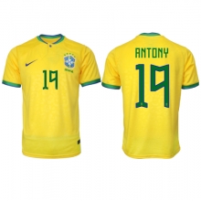 Brazil Antony #19 Home Stadium Replica Jersey World Cup 2022 Short Sleeves