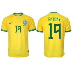 Brazil Antony #19 Home Stadium Replica Jersey World Cup 2022 Short Sleeves