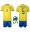 Brazil Casemiro #5 Home Stadium Replica Jersey Kids World Cup 2022 Short Sleeves (+ pants)