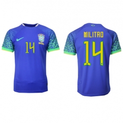 Brazil Eder Militao #14 Away Stadium Replica Jersey World Cup 2022 Short Sleeves