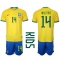 Brazil Eder Militao #14 Home Stadium Replica Jersey Kids World Cup 2022 Short Sleeves (+ pants)