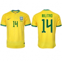 Brazil Eder Militao #14 Home Stadium Replica Jersey World Cup 2022 Short Sleeves