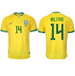 Brazil Eder Militao #14 Home Stadium Replica Jersey World Cup 2022 Short Sleeves