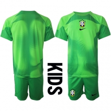 Brazil Goalkeeper Away Stadium Replica Jersey Kids World Cup 2022 Short Sleeves (+ pants)