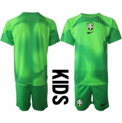 Brazil Goalkeeper Away Stadium Replica Jersey Kids World Cup 2022 Short Sleeves (+ pants)