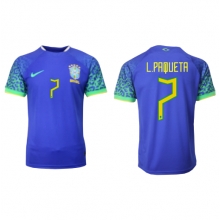 Brazil Lucas Paqueta #7 Away Stadium Replica Jersey World Cup 2022 Short Sleeves