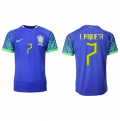 Brazil Lucas Paqueta #7 Away Stadium Replica Jersey World Cup 2022 Short Sleeves