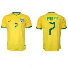 Brazil Lucas Paqueta #7 Home Stadium Replica Jersey World Cup 2022 Short Sleeves