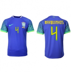 Brazil Marquinhos #4 Away Stadium Replica Jersey World Cup 2022 Short Sleeves