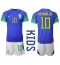 Brazil Neymar Jr #10 Away Stadium Replica Jersey Kids World Cup 2022 Short Sleeves (+ pants)